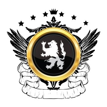 vintage gold emblem with lion