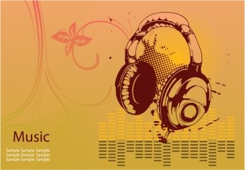 vector concert poster with headphones