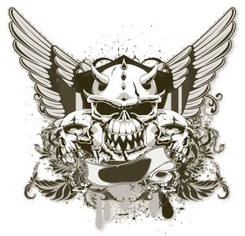 vintage emblem with wings and skulls