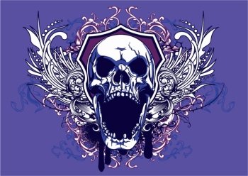 vintage t-shirt design with skull and floral