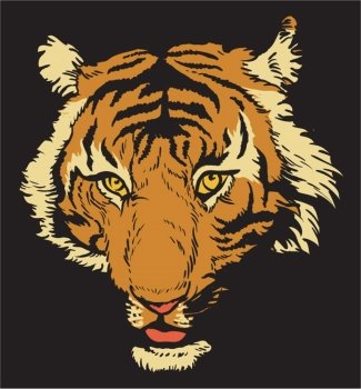 vector t-shirt design with raging tiger