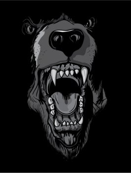 vector t-shirt design with raging bear