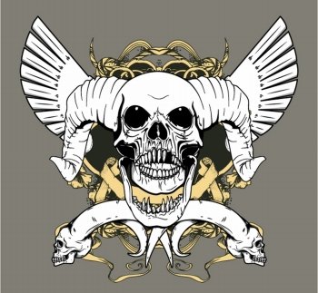 vector vintage emblem with animal skull