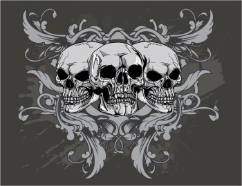 vector t-shirt design with skulls