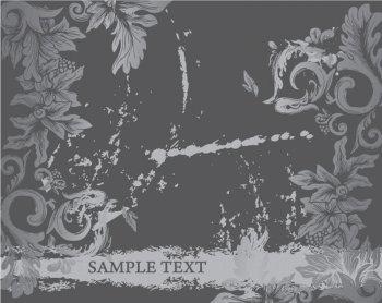 vector baroque floral background with grunge background