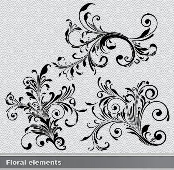 abstract floral elements set vector illustration