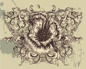 vintage floral background with hibiscus vector illustration
