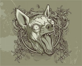 vector vintage illustration with chihuahua