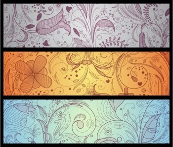 floral banners set vector illustration