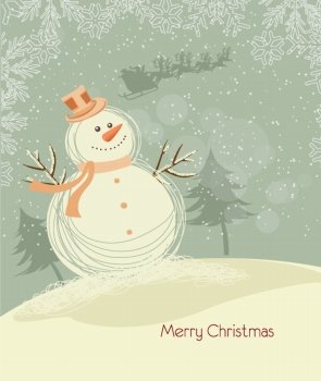 vector christmas background with snowman