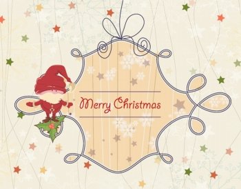 vector christmas greeting card with santa