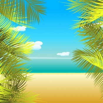 vector summmer background with palm leaves
