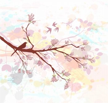bird on a branch vector illustration
