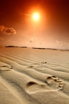 footprint on desert sand