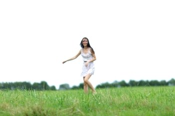 woman on green grass field