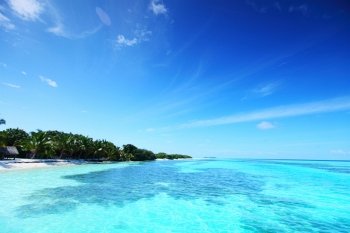 tropical island in blue sea