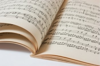 old open  music book