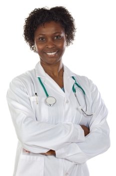 African american woman doctor a over white background
