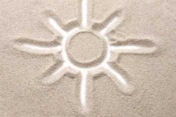Photo of the sun painted on the sandy