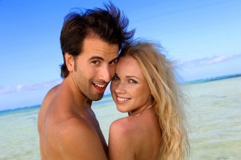 Couple in honeymoon in tropical island