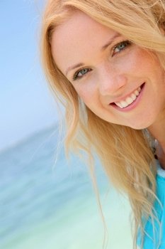 Blond woman with beautiful smile