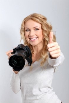 Portrait of woman photographer