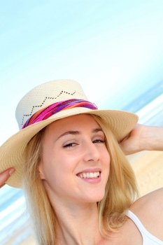 Portrait of beautiful woman at the beach