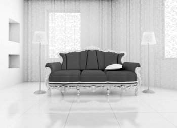 3D render. classic chair room in the big house.