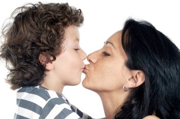 boy kiss his mother in the Mother¦s day