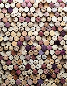 close up vertical shot of wine corks, digital composite, 22.7 mpix