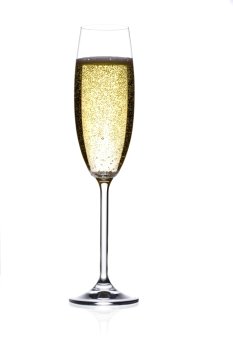 glass of sparkling wine, isolated, studio shot