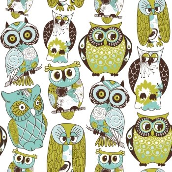 Seamless owl pattern.