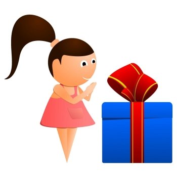 Little girl with a gift. vector
