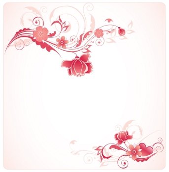 floral background with ornament and red rose