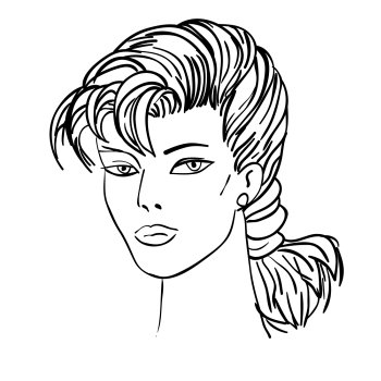 Hand-drawn fashion model. Vector illustration. Woman´s face