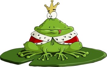 The frog king on a white background, vector