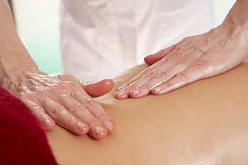 Detail woman having back massage