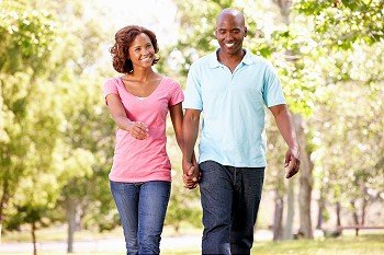 Young  couple walking in park