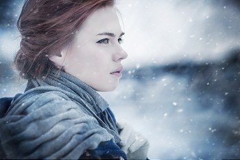 Young woman calm winter portrait.
