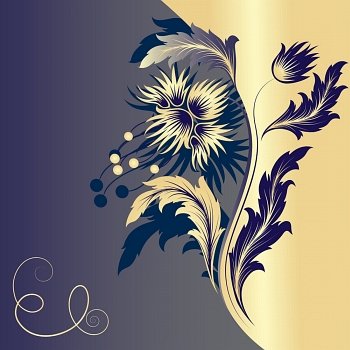 Background with dark blue and gold abstract  flower