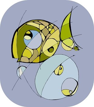 Abstract fish on a blue background