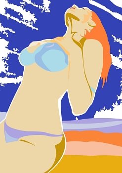 girl in a bikini close up on beach