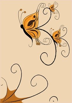 Vector illustration of  funky retro butterflies  abstract pattern