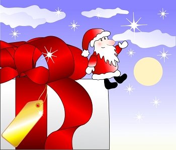 Santa Claus and a big gift for you