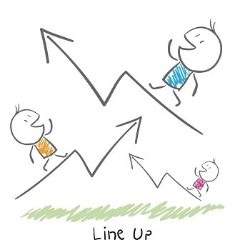 Conceptual illustration of the growth of the business. Line up.