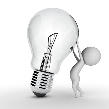 3d rendered illustration of a little guy with a bulb
