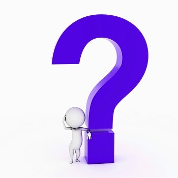 a 3d rendered illustration of a small guy and a question mark