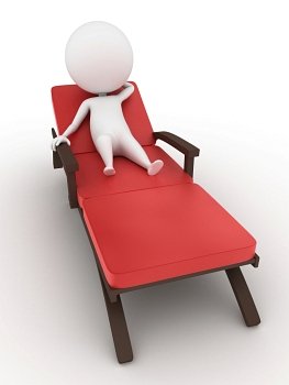 3d rendered illustration of a guy on a deck chair