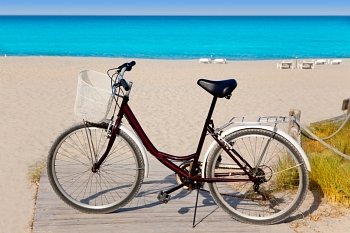 Bicycle in formentera beach on Balearic islands at Levante East Tanga