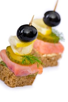 Canape served in the plate